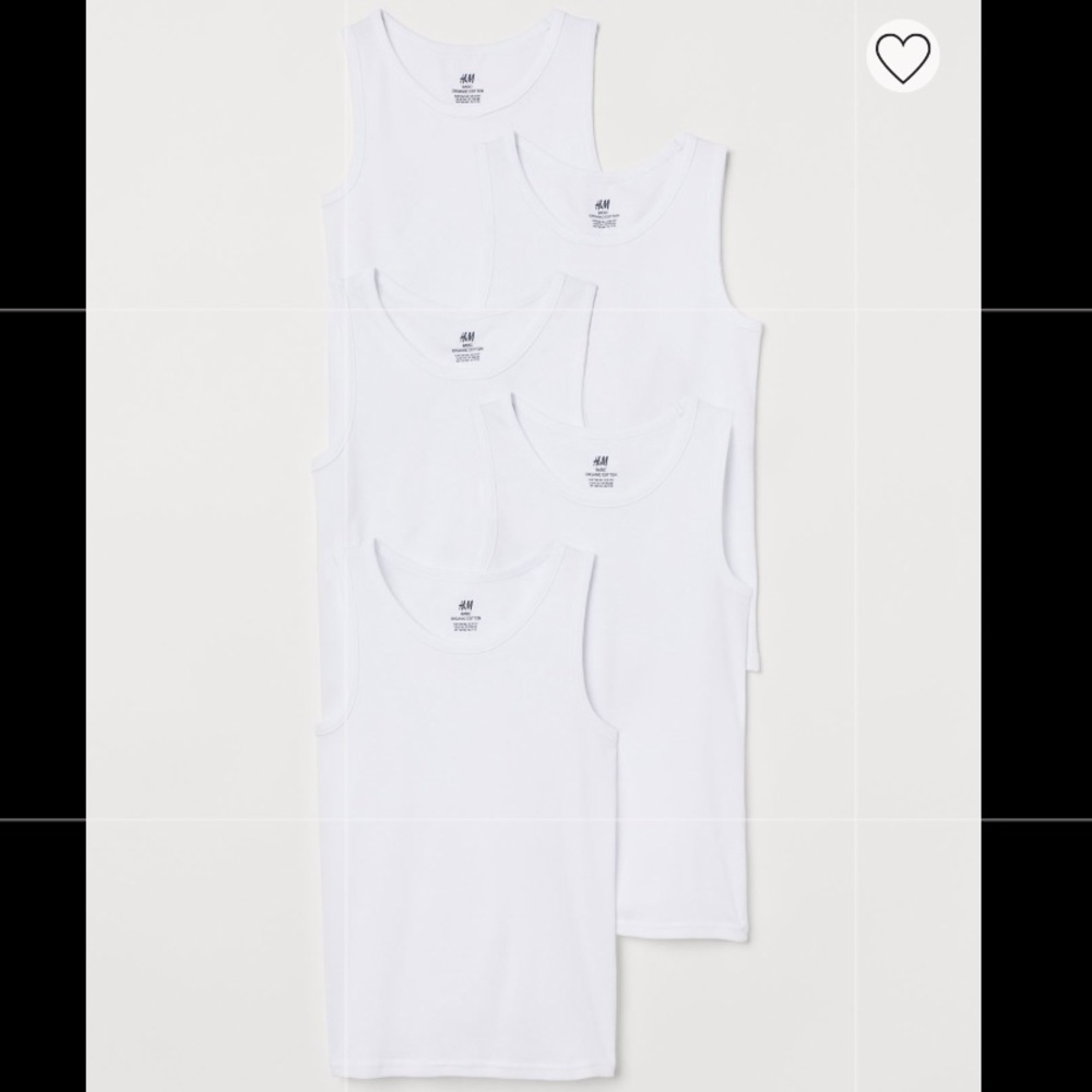 H&M 5 pack cotton tank tops in white